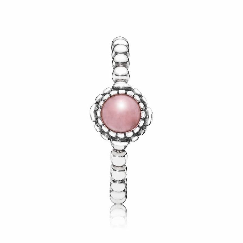 Pandora Birthday Blooms Ring October Ireland - Sterling Silver/Pink/Opal - 952176GME